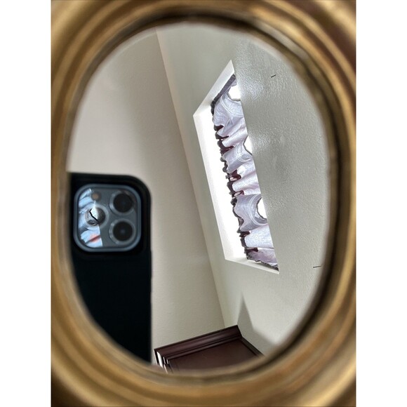 Gold Gilt Ornate Plaster Wall Mirror Rococo Baroque Style Oval Small Vintage - Picture 10 of 16